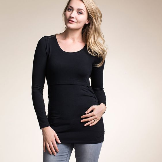 boob Langarmshirt Raffung mit Stillfunktion - Schwarz - Gr. S