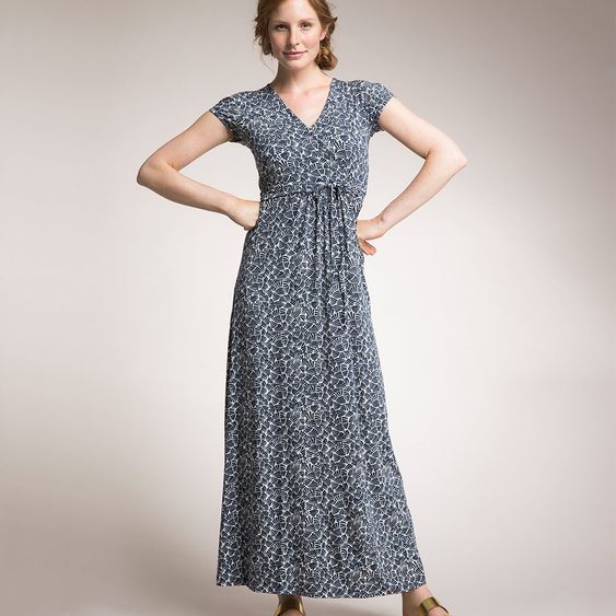 boob Maxi-Kleid mit Stillfunktion - Weiß Dunkelblau - Gr. S
