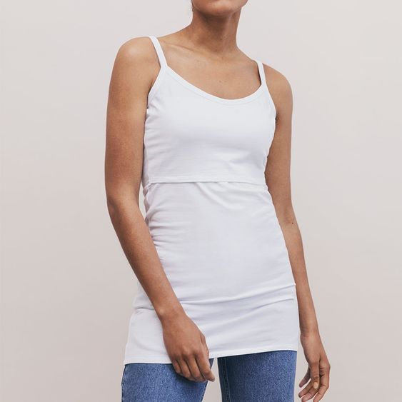 boob Top per gravidanza e allattamento in cotone organico - Bianco - Taglia S