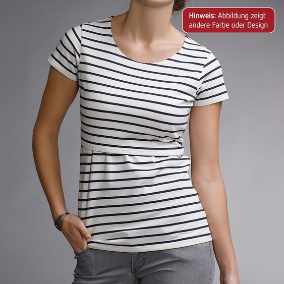 boob Shirt Bio Baumwolle Kurzarm Schwarz - Streifen Weiß - Gr. S