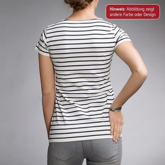boob Shirt Bio Baumwolle Kurzarm Schwarz - Streifen Weiß - Gr. S