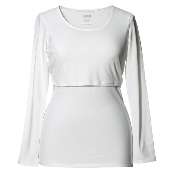 boob Shirt Bio Baumwolle Langarm - Weiß - Gr. S
