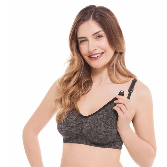bravado Still- & Schwangerschafts-BH Body Silk Seamless Yoga - Anthrazit-Melange - Gr. M