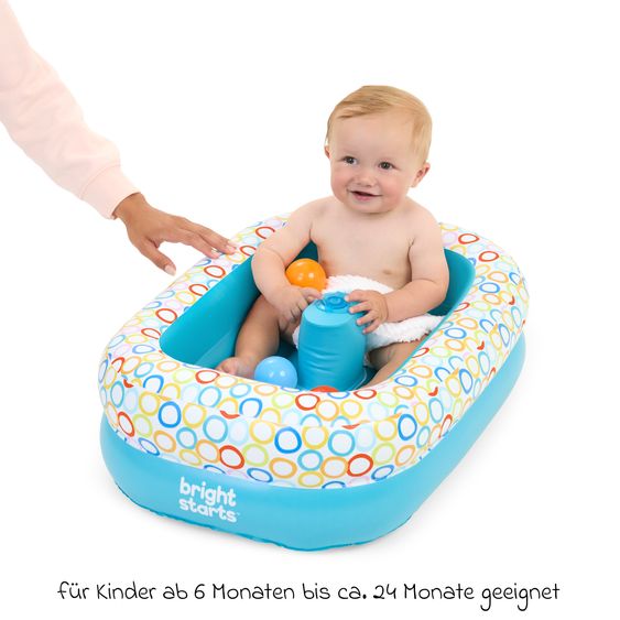 Bright Starts 2-in-1 Baignoire Bébé Gonflable et Piscine à Balles Bathe & Giggle™ avec Pompe À Air Intégrée et 8 Balles De Jeu - Multicolore