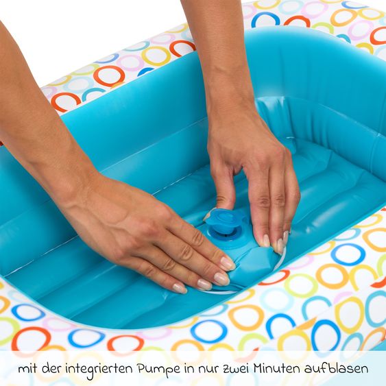 Bright Starts 2-in-1 Baignoire Bébé Gonflable et Piscine à Balles Bathe & Giggle™ avec Pompe À Air Intégrée et 8 Balles De Jeu - Multicolore