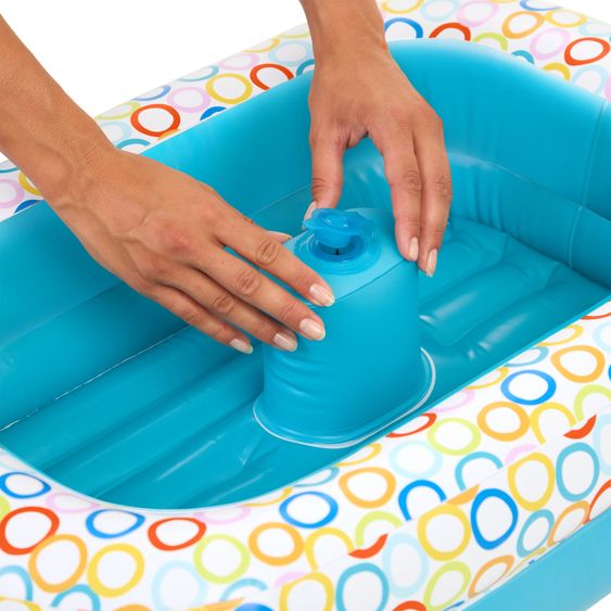 Bright Starts 2-in-1 Baignoire Bébé Gonflable et Piscine à Balles Bathe & Giggle™ avec Pompe À Air Intégrée et 8 Balles De Jeu - Multicolore