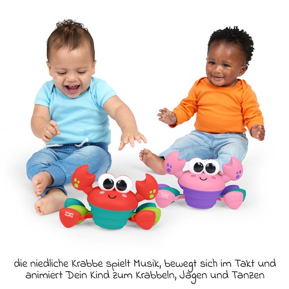 Bright Starts Interaktivel Krabbel- und Musikspielzeug Rockin Crawling Crab mit Musik & Tanzfunktion - Rot