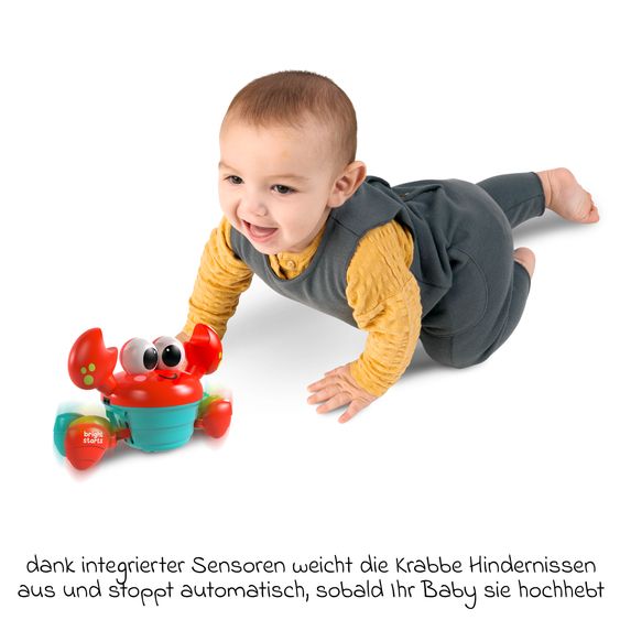 Bright Starts Interaktivel Krabbel- und Musikspielzeug Rockin Crawling Crab mit Musik & Tanzfunktion - Rot