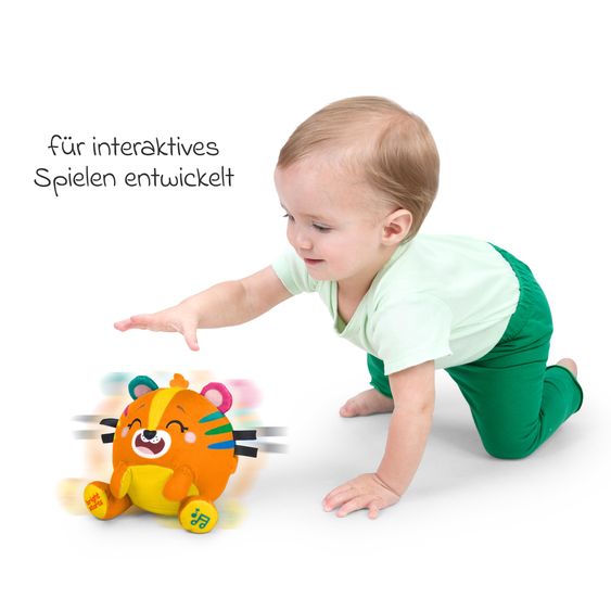 Bright Starts Interaktives Krabbel- und Musikspielzeug Bop Around™ Crawl & Chase Pal Tiger hüpft, tanzt & spielt lustige Melodien - Gelb