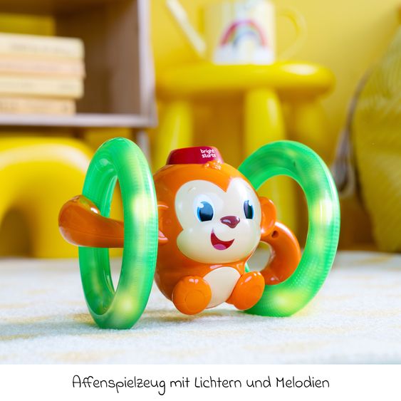 Bright Starts Jouet Musical Roll & Glow Monkey™ Jouet Bébé Interactif avec Lumière, Musique & Mouvement - Multicolore