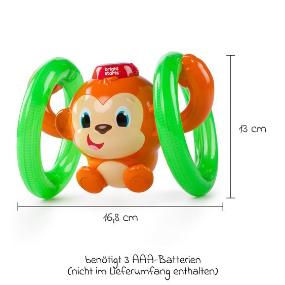 Bright Starts Jouet Musical Roll & Glow Monkey™ Jouet Bébé Interactif avec Lumière, Musique & Mouvement - Multicolore