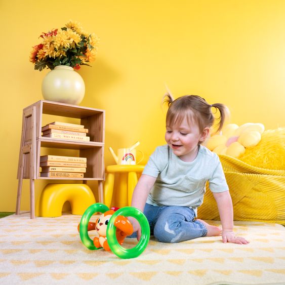 Bright Starts Jouet Musical Roll & Glow Monkey™ Jouet Bébé Interactif avec Lumière, Musique & Mouvement - Multicolore