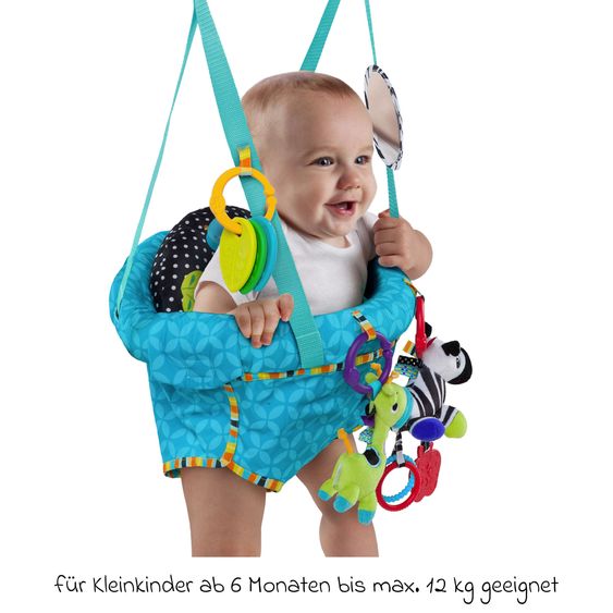 Bright Starts Türhopser Deluxe mit gepolstertem Sitzring, stabiler Türklammer & 4 Spielzeuge - Bunt