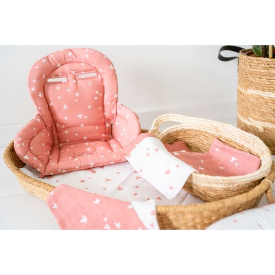 Briljant Baby Einschlag- & Mulltuch 2er Pack 120 x 120 cm - Organic Cotton - Birds - Ash Rose
