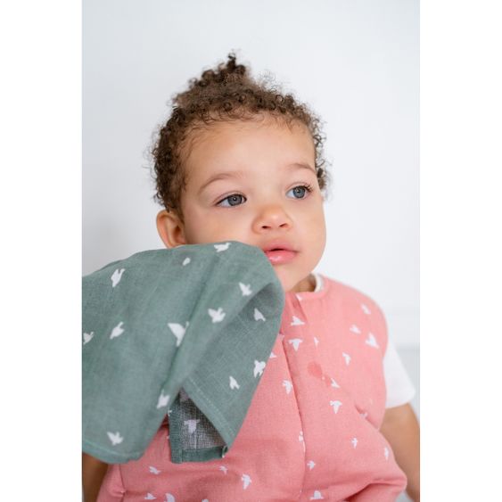 Briljant Baby Einschlag- & Mulltuch 2er Pack 120 x 120 cm - Organic Cotton - Birds - Chinois Green