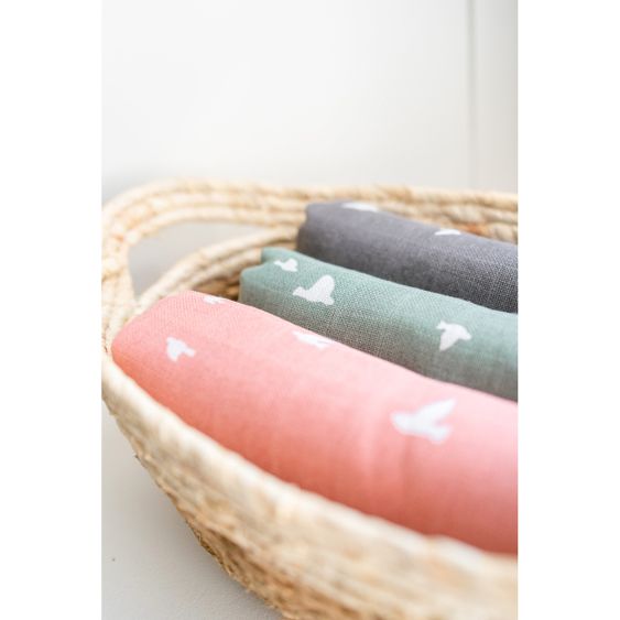 Briljant Baby Einschlag- & Mulltuch 2er Pack 120 x 120 cm - Organic Cotton - Birds - Chinois Green
