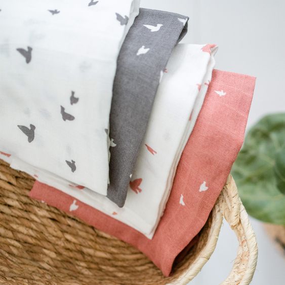 Briljant Baby Einschlag- & Mulltuch 2er Pack 120 x 120 cm - Organic Cotton - Birds - Tornado