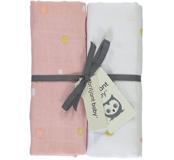 Briljant Baby Panno Wrap & Muslin 2 Pack 120 x 120 cm - Sunny - Rosa