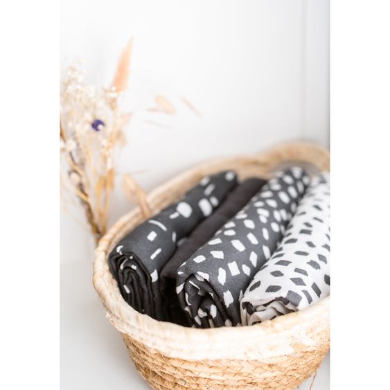 Briljant Baby Einschlag- & Mulltuch 3er Pack 120 x 120 cm - Art - Dark Grey