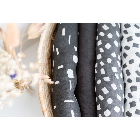 Briljant Baby Einschlag- & Mulltuch 3er Pack 120 x 120 cm - Art - Dark Grey