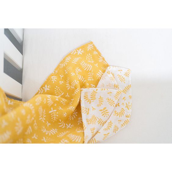 Briljant Baby Einschlag- & Mulltuch / Pucktuch 2er Pack 120 x 120 cm - Botanic - Organic Cotton - Gelb