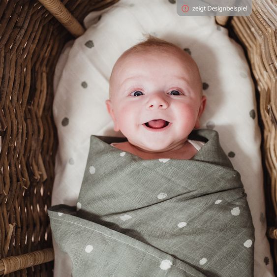 Briljant Baby Einschlag- & Mulltuch / Pucktuch 2er Pack 120 x 120 cm - Minimal Dots - Weiß Grau