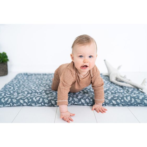 Briljant Baby Krabbeldecke 80 x 100 cm - Botanic - Organic Cotton - Blau