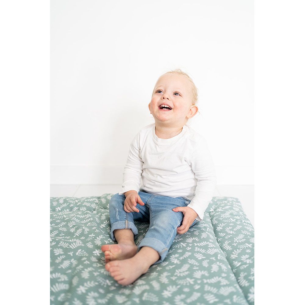 Briljant Baby Krabbeldecke 80 x 100 cm - Botanic - Organic Cotton - Stonegreen