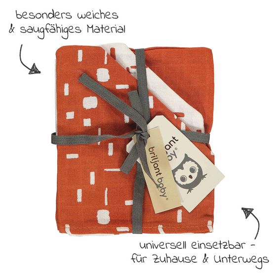 Briljant Baby Mull-Waschhandschuh - 3er Pack - 17 x 20 cm - Art - Picante
