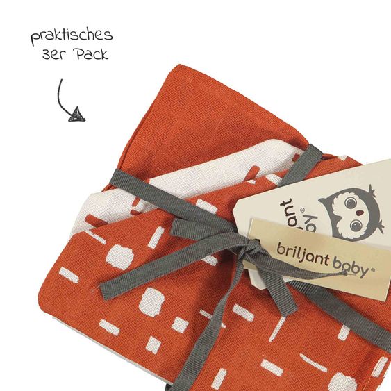 Briljant Baby Mull-Waschhandschuh - 3er Pack - 17 x 20 cm - Art - Picante