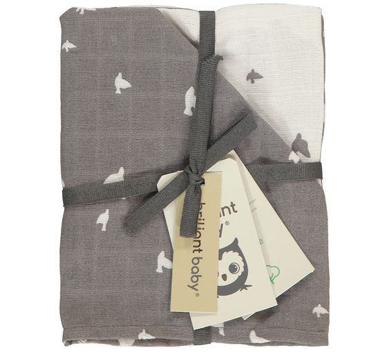 Briljant Baby Mull-Waschhandschuh 3er Pack 17 x 20 cm - Organic Cotton - Birds - Tornado