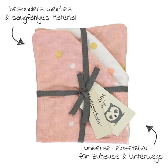 Briljant Baby Mull-Waschhandschuh 3er Pack 17 x 20 cm - Sunny - Rosa