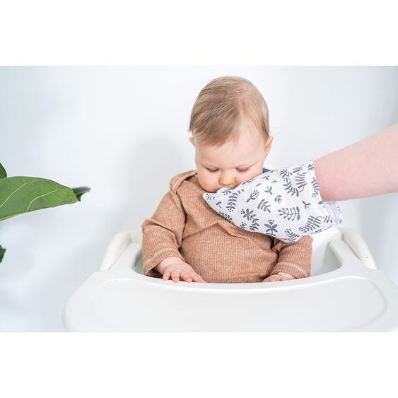 Briljant Baby Mull-Waschhandschuh 4er Pack - Botanic - Organic Cotton - Blau-Grau