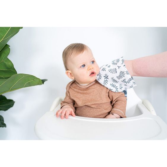 Briljant Baby Mull-Waschhandschuh 4er Pack - Botanic - Organic Cotton - Blau-Grau
