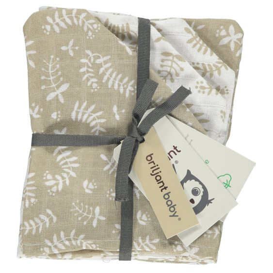 Briljant Baby Mull-Waschhandschuh 4er Pack - Botanic Organic - Sand