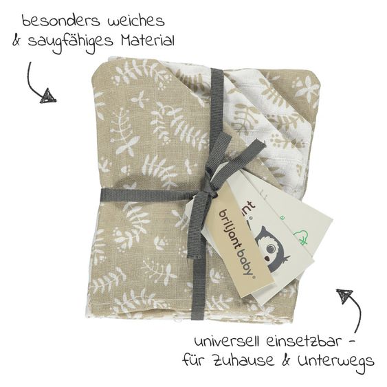 Briljant Baby Mull-Waschhandschuh 4er Pack - Botanic Organic - Sand