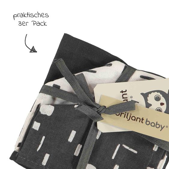 Briljant Baby Mull-Waschlappen / Pflegetuch 3er Pack 30 x 30 cm - Art - Dark Grey