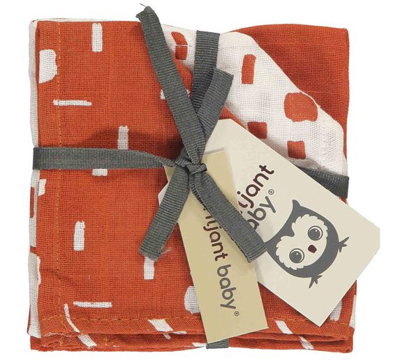 Briljant Baby Mull-Waschlappen / Pflegetuch 3er Pack 30 x 30 cm - Art - Picante
