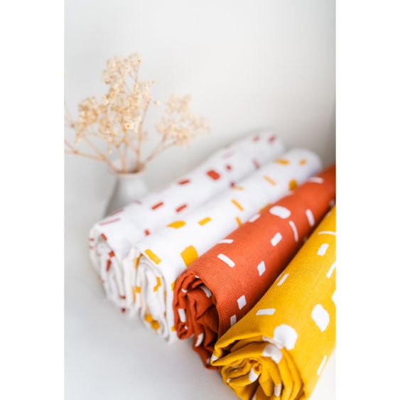 Briljant Baby Mull-Waschlappen / Pflegetuch 3er Pack 30 x 30 cm - Art - Picante