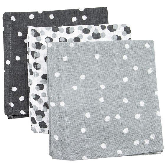 Briljant Baby Mull-Waschlappen / Pflegetuch 3er Pack 30 x 30 cm - Spots - Iron