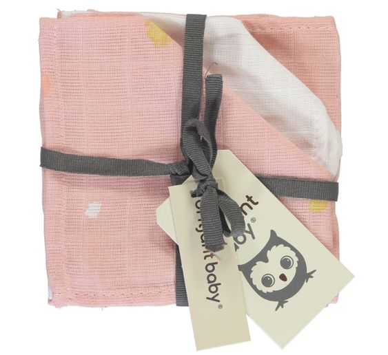 Briljant Baby Mull-Waschlappen / Pflegetuch 3er Pack 30 x 30 cm - Sunny - Rosa