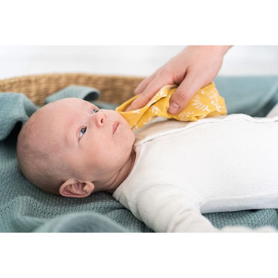 Briljant Baby Mull-Waschlappen / Pflegetuch 4er Pack 30 x 30 cm - Botanic - Organic Cotton - Gelb