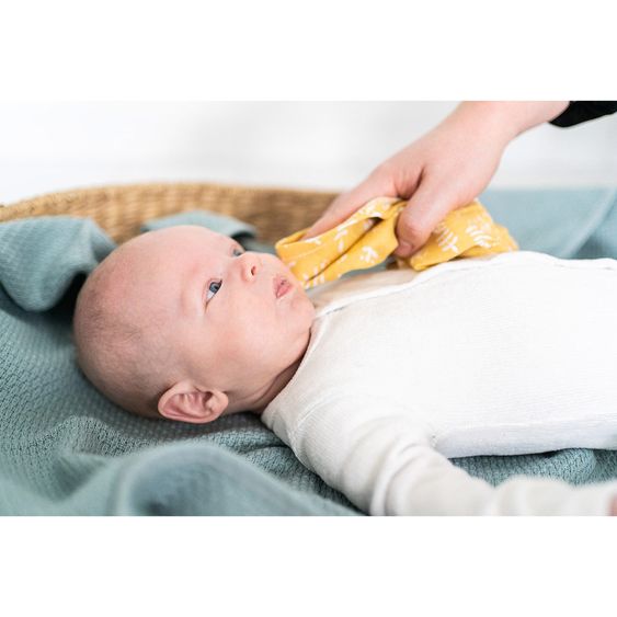 Briljant Baby Mull-Waschlappen / Pflegetuch 4er Pack 30 x 30 cm - Botanic - Organic Cotton - Gelb