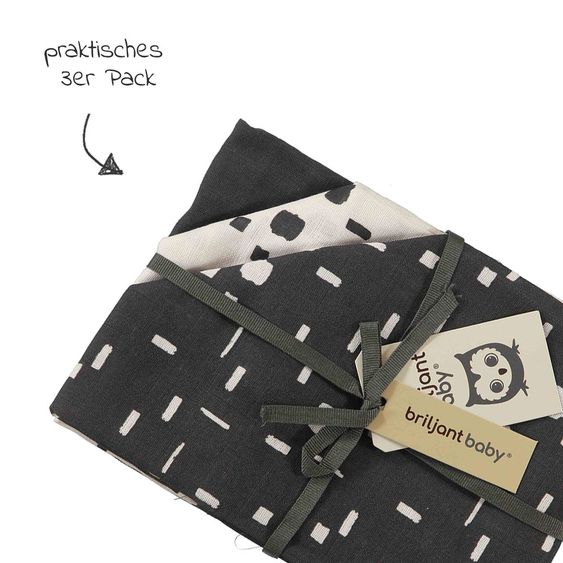 Briljant Baby Mullwindeln 3er Pack 70 x 70 cm - Art - Dark Grey