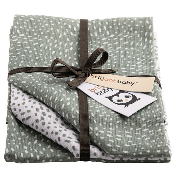 Briljant Baby Mullwindeln 3er Pack 70 x 70 cm - Minimal Dots - Weiß Grün