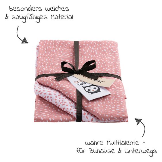 Briljant Baby Mullwindeln 3er Pack 70 x 70 cm - Minimal Dots - Weiß Rosa