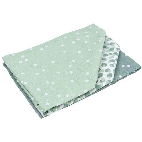 Briljant Baby Mullwindeln 3er Pack 70 x 70 cm - Spots - Green