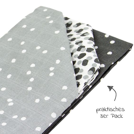 Briljant Baby Mullwindeln 3er Pack 70 x 70 cm - Spots - Iron