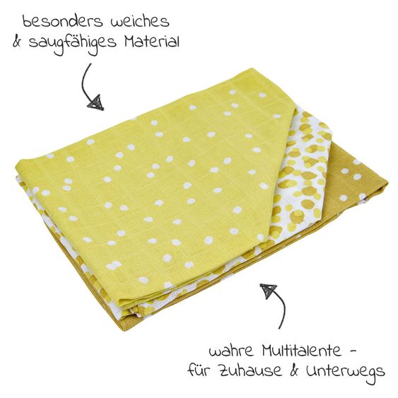 Briljant Baby Mullwindeln 3er Pack 70 x 70 cm - Spots - Oker