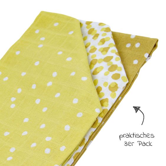 Briljant Baby Mullwindeln 3er Pack 70 x 70 cm - Spots - Oker